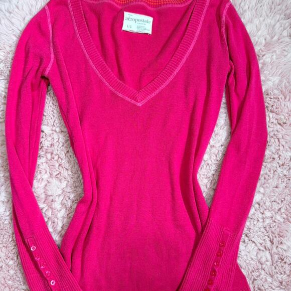 2k hot pink aeropostale vneck sweater - Picture 5 of 8